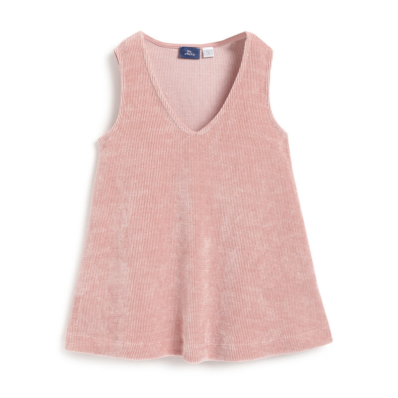 Girls Dark Pink Solid Sleeveless Dress image number 0
